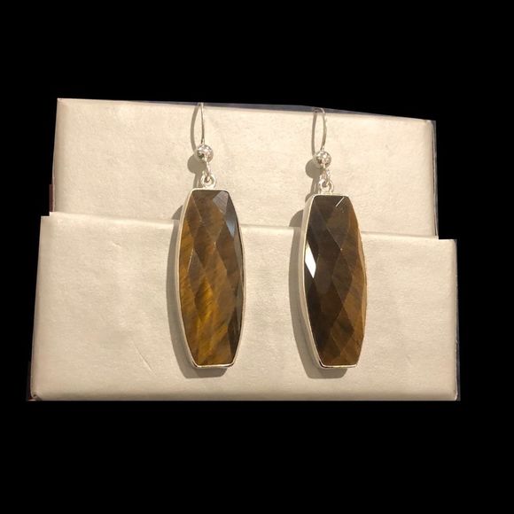 JAY KING DTR Faceted Tigers Eye Sterling Silver 925 Earrings - Picture 11 of 14